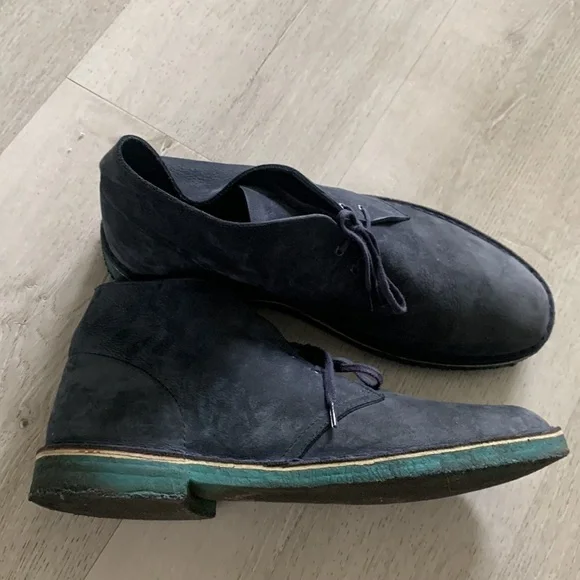 Clarks Originals Desert Boot Blue Suede Leather Chukka Ankle Boot Mens Sz 12‎